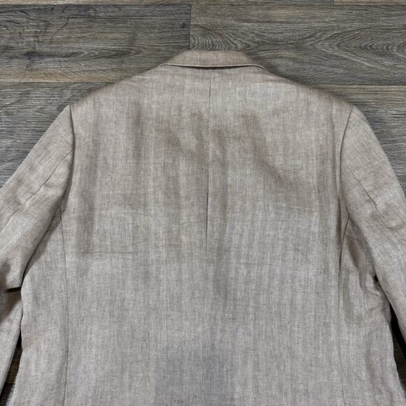 Banana Republic 100% Tan Herringbone Linen Sports Jacket 44R - Picture 15 of 16
